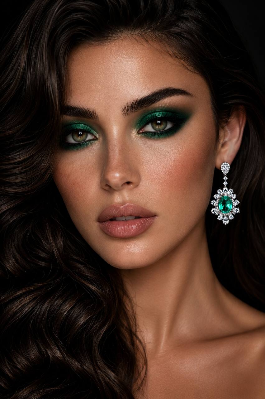 Omnia Saiyyda White and Green Drop Earrings In 925 Silver High Quality Certified Lab Crafted Stones - Image 3