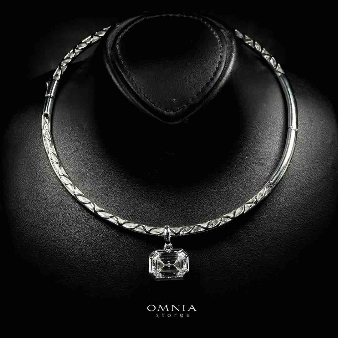 Omnia Kouther White Necklace In 925 Silver High Quality Certified Lab Crafted Stones