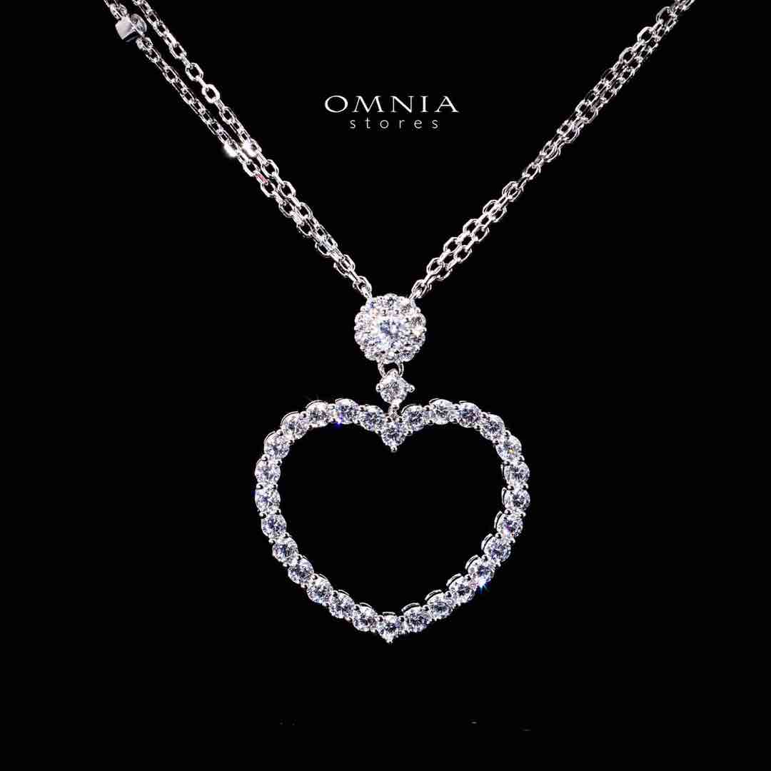Omnia Raeda White Heart Pendant Necklace In 925 Silver High Quality Caertified Lab Crafted Stones - Image 2