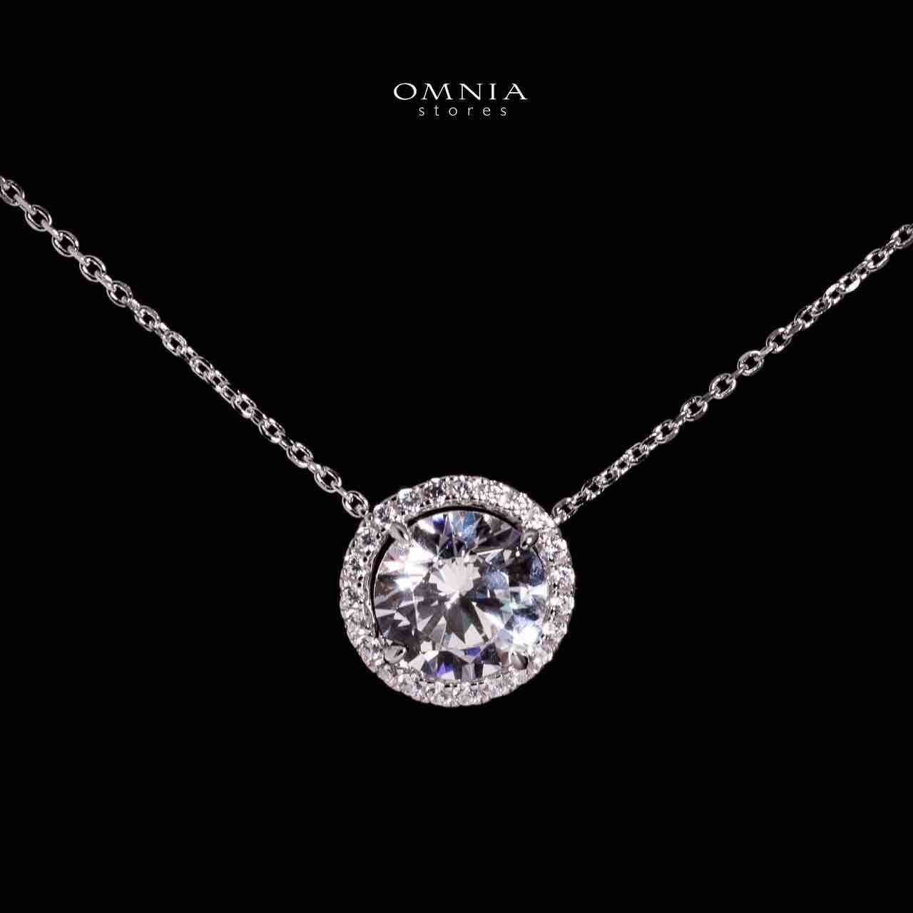 Omnia Reya White Round Pendant Necklace With High Quality Lab Crafted Stones In 925 Silver - Image 2