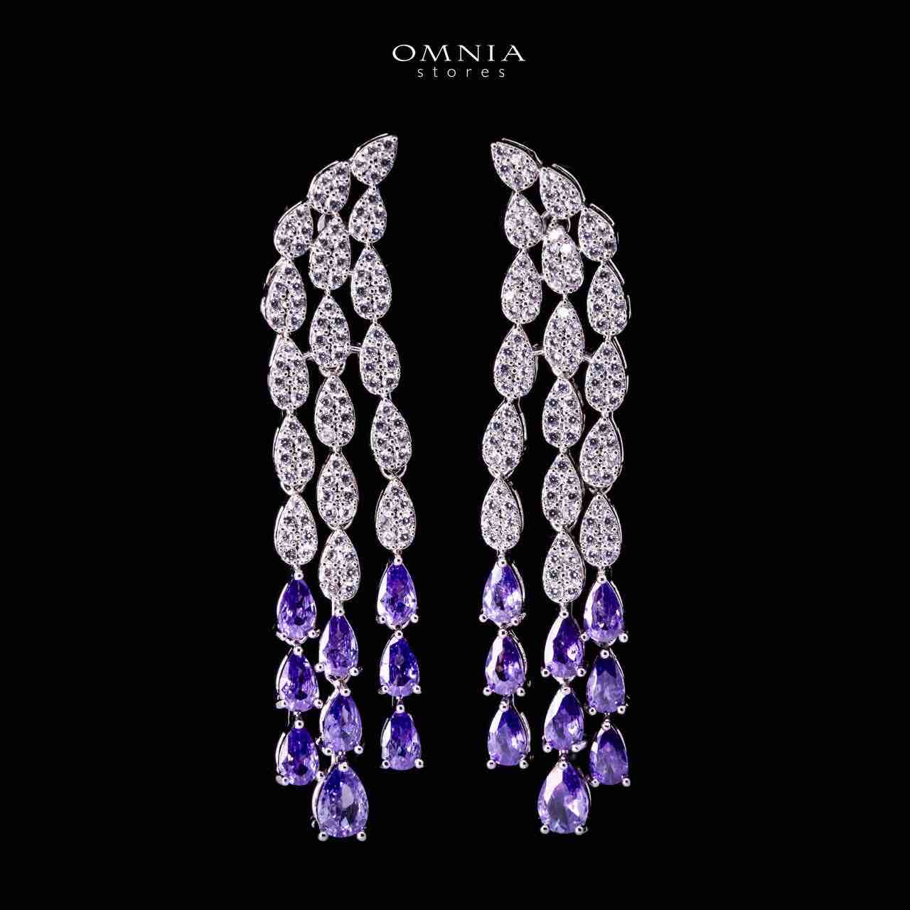 Omnia Amrah Luxury Bridal White and Purple Full Set in High Quality Zircon Stone Rhodium Plated - Image 5