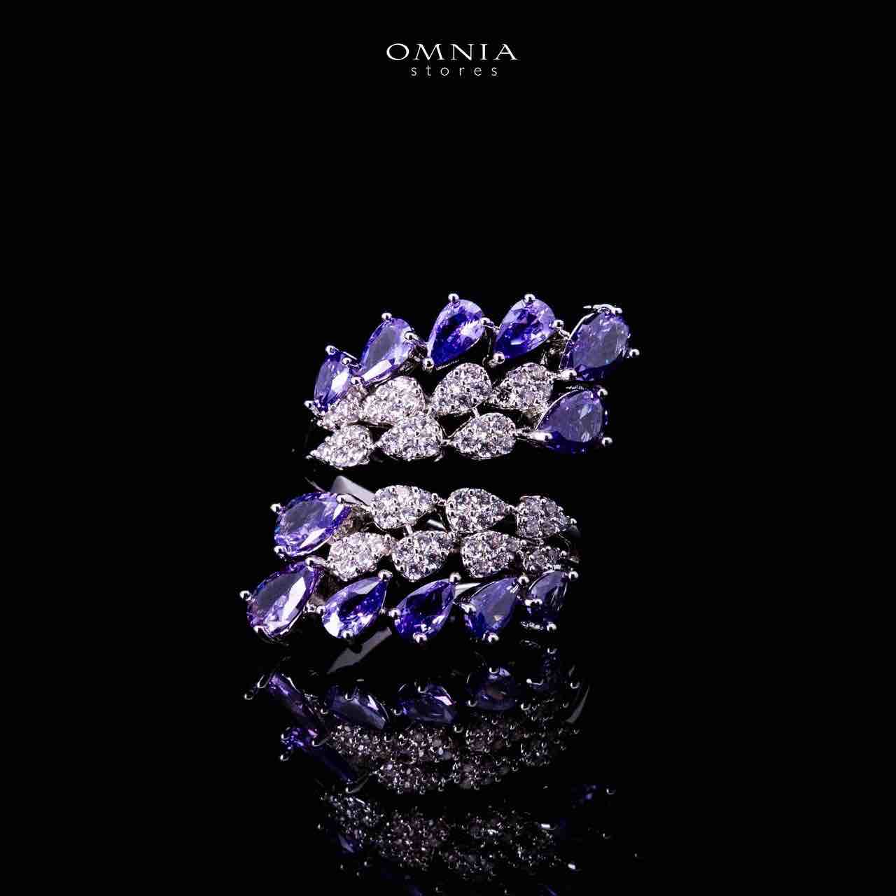 Omnia Amrah Luxury Bridal White and Purple Full Set in High Quality Zircon Stone Rhodium Plated - Image 4