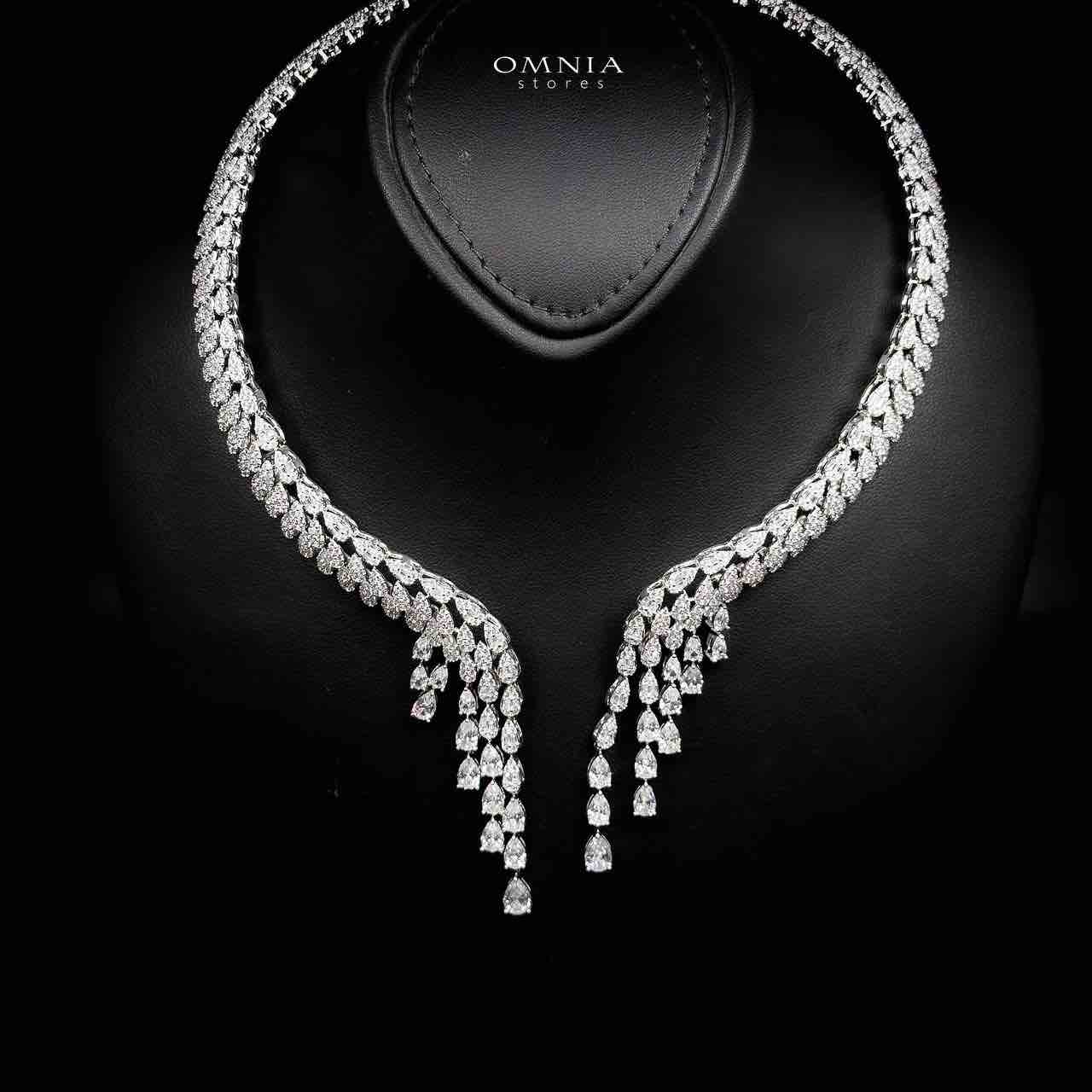 Omnia Senna Luxury Bridal White Full Set in High Quality Zircon Stone Rhodium Plated - Image 2