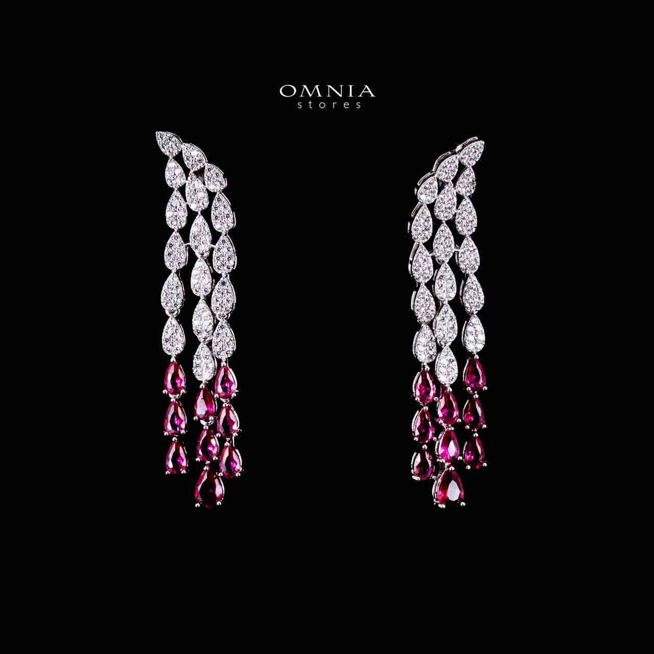 Omnia Amrah Luxury Bridal Red Full Set in High Quality Zircon Stone Rhodium Plated - Image 4
