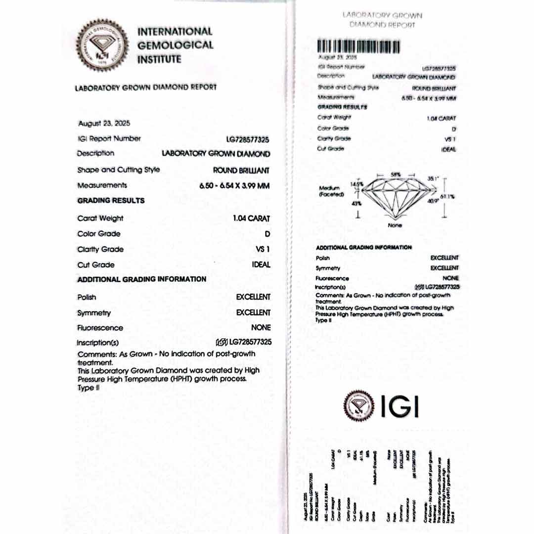 Samiah Lab Grown With IGI Certified Round Brilliant D VS1 White Ring High Quality 925 Silver 1.00ct - Image 5