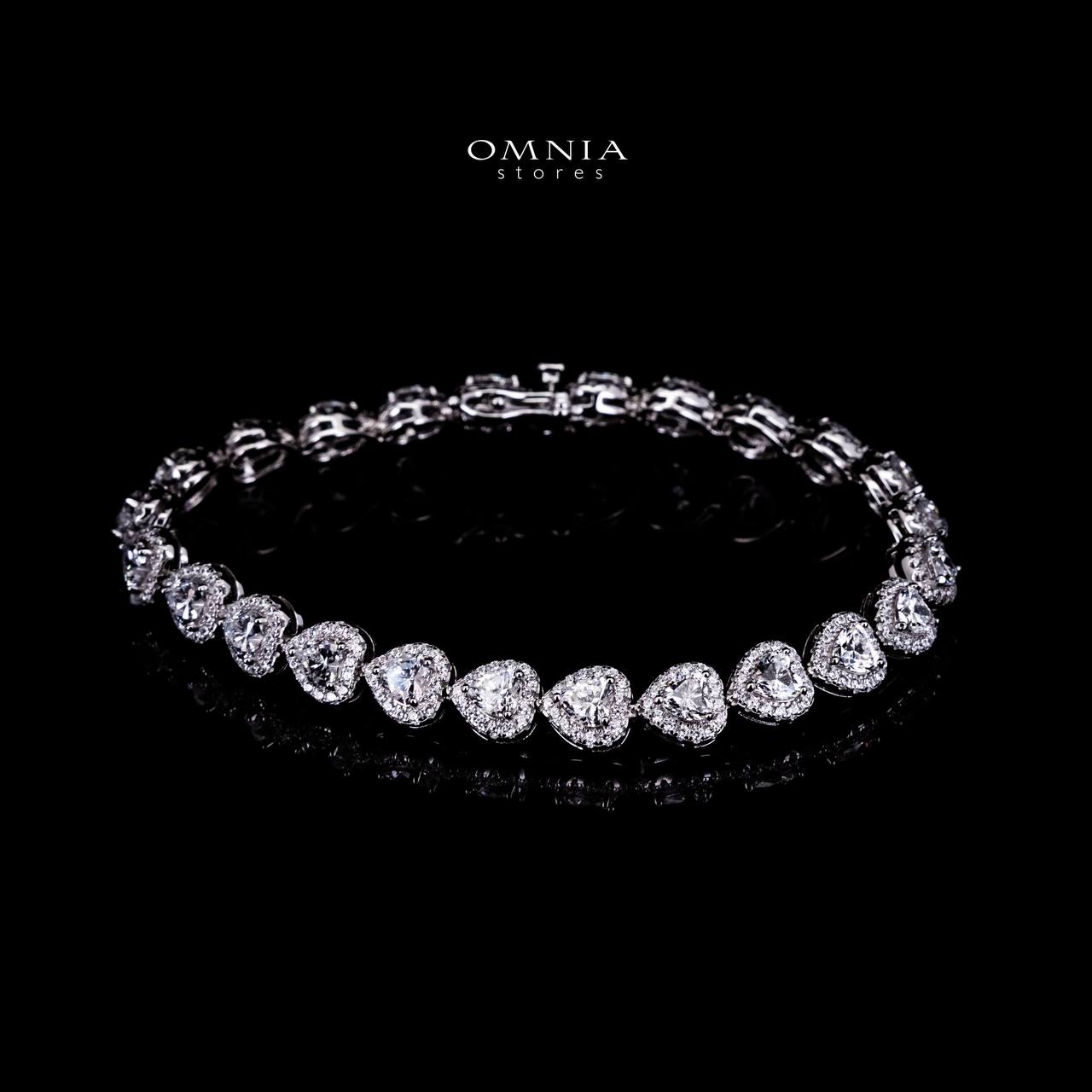 Omnia Ayeza Heart Silver Bracelet in 925 Silver High Quality Simulated Diamonds - Image 4