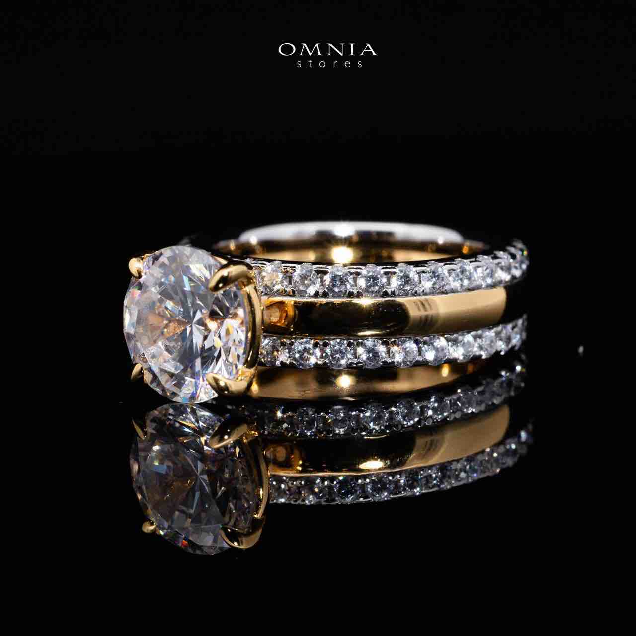 Omnia Zaira White and Gold Ring With High Quality Certified Lab Crafted Stones In 925 Silver - Image 4