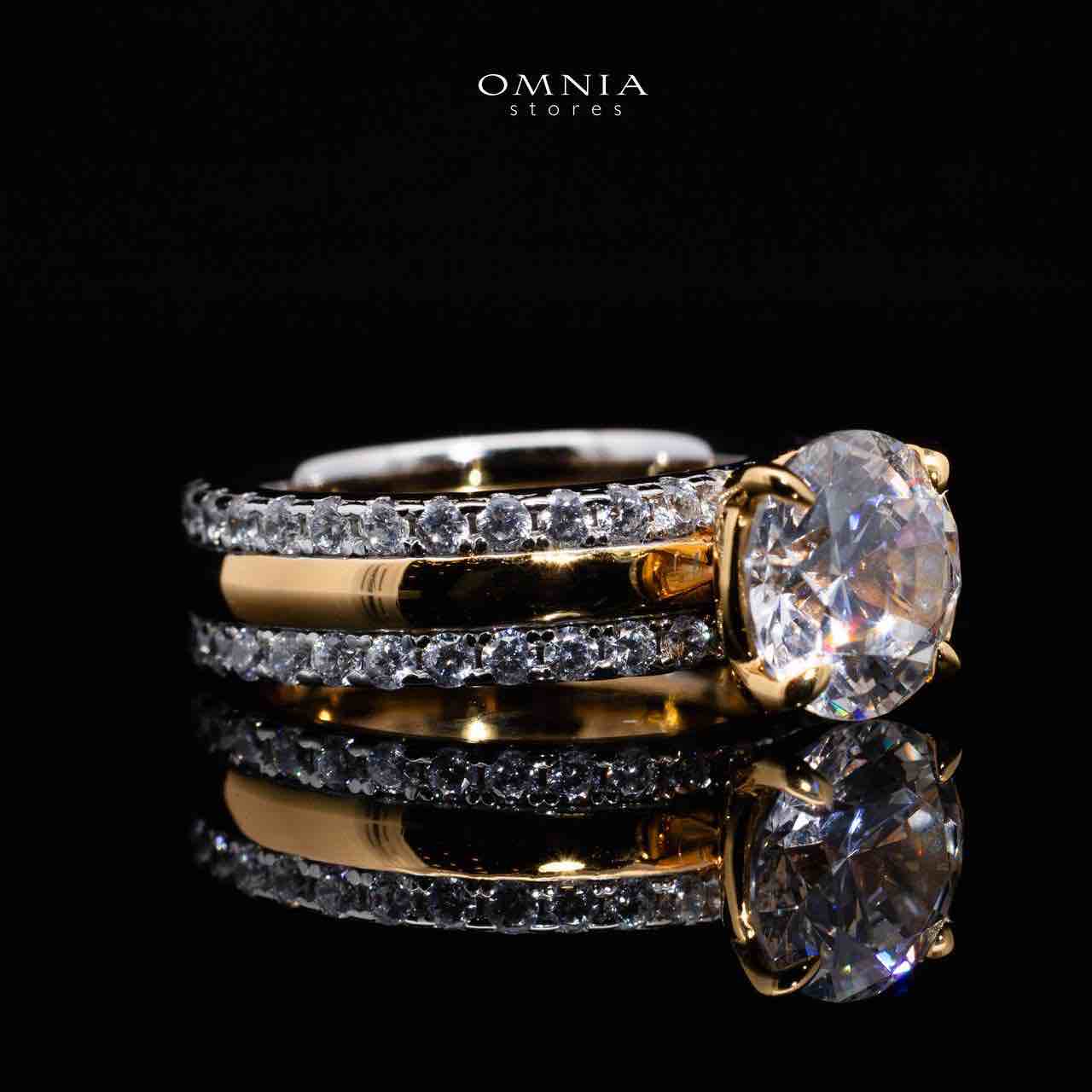 Omnia Zaira White and Gold Ring With High Quality Certified Lab Crafted Stones In 925 Silver - Image 3