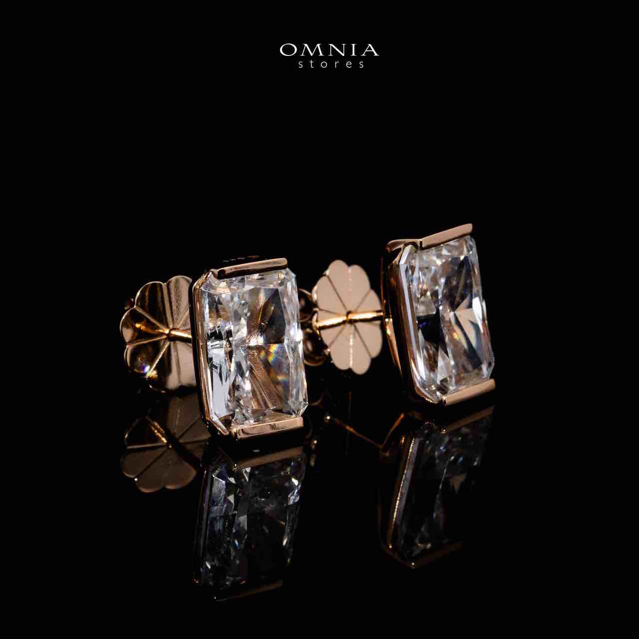 Omnia Rym White and Gold Earrings With High Quality Certified Lab Crafted Stones In 925 Silver - Image 2