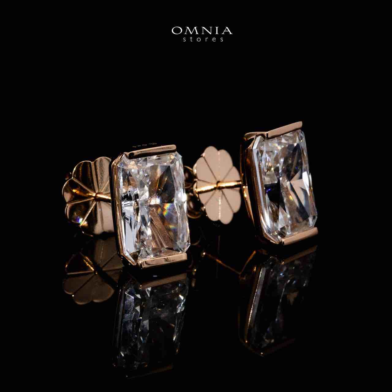 Omnia Rym White and Gold Earrings With High Quality Certified Lab Crafted Stones In 925 Silver - Image 4