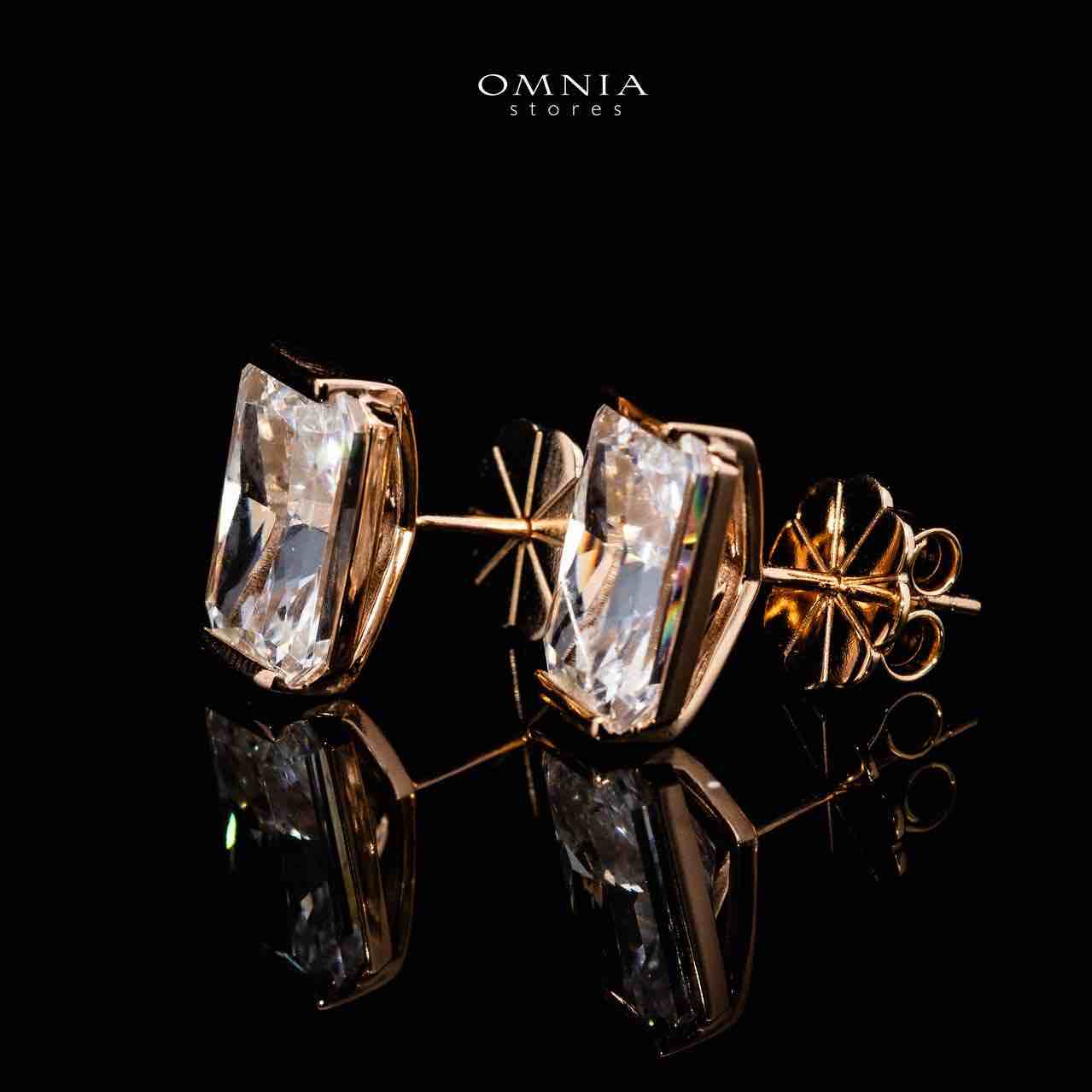 Omnia Rym White and Gold Earrings With High Quality Certified Lab Crafted Stones In 925 Silver - Image 3
