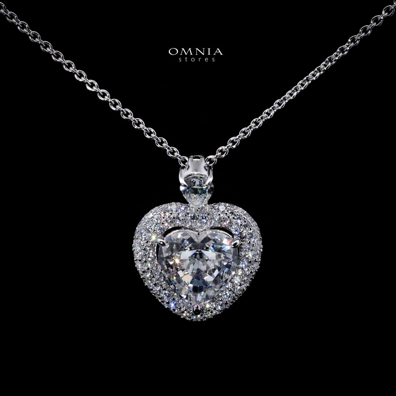 Omnia Amela White Heart Pendant Necklace With High Quality Certified Lab Crafted Stones In 925 Silver - Image 2