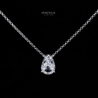 Omnia Raia White Pear Pendant Necklace With High Quality Lab Crafted Stones In 925 Silver