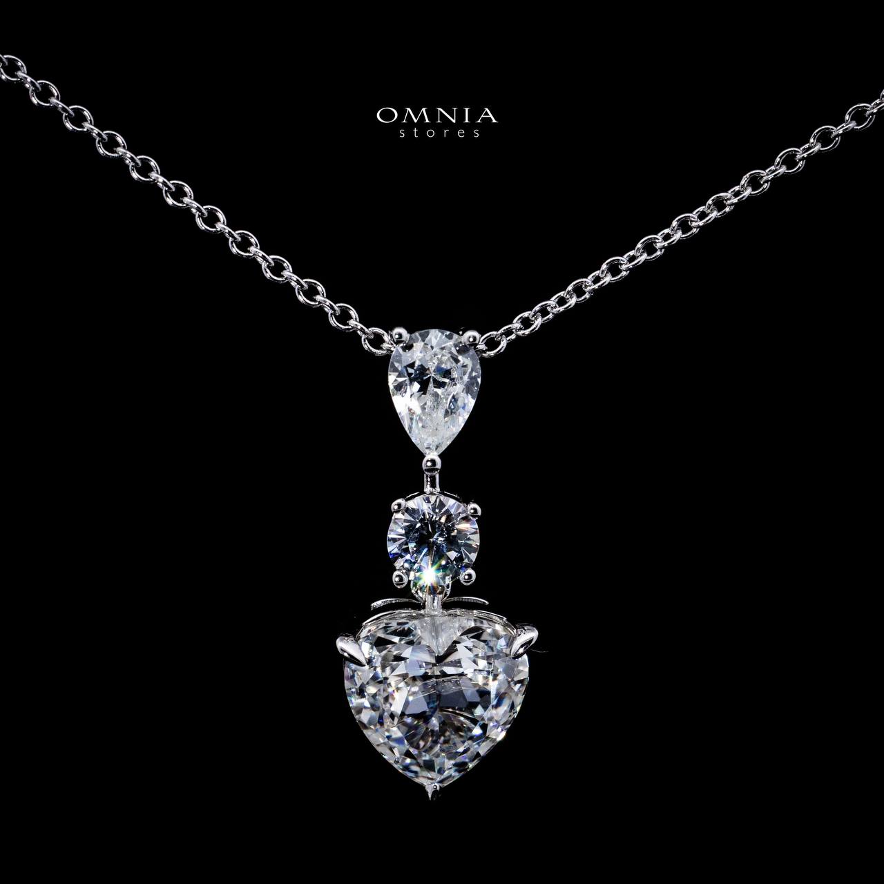 Omnia Ayen White Heart Pendant Necklace With High Quality Certified Lab Crafted Stones In 925 Silver - Image 2