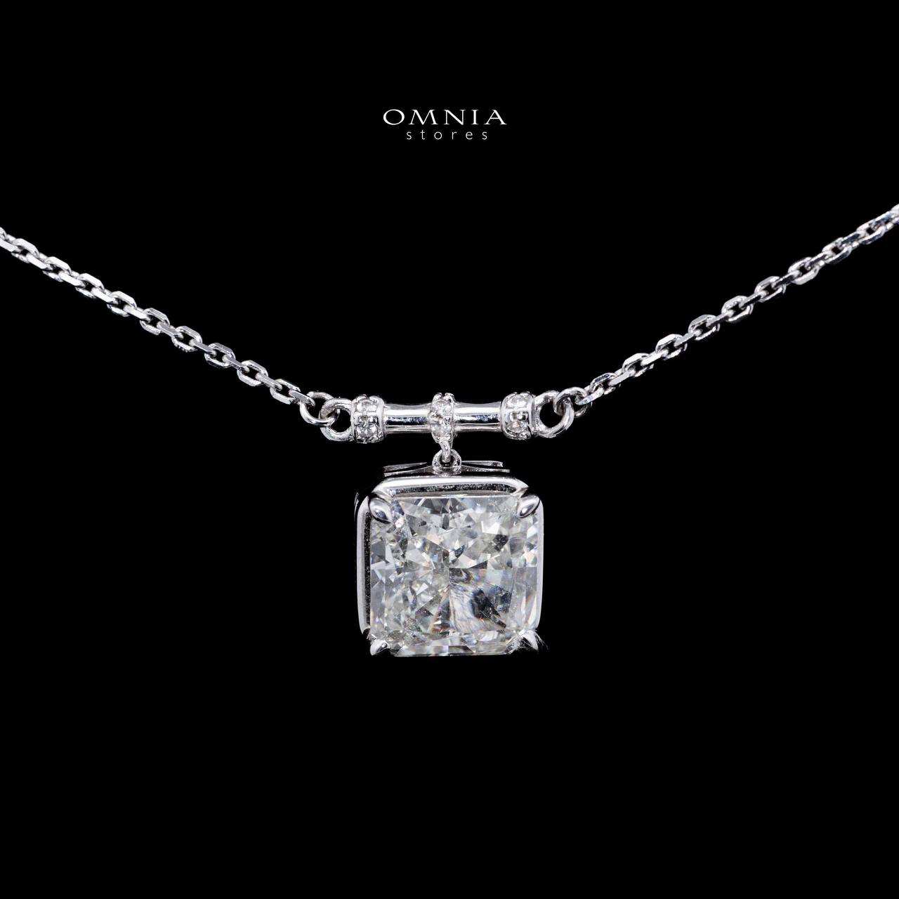 Omnia Nadeen White Square Pendant Necklace With High Quality Certified Lab Crafted Stones In 925 Silver - Image 2