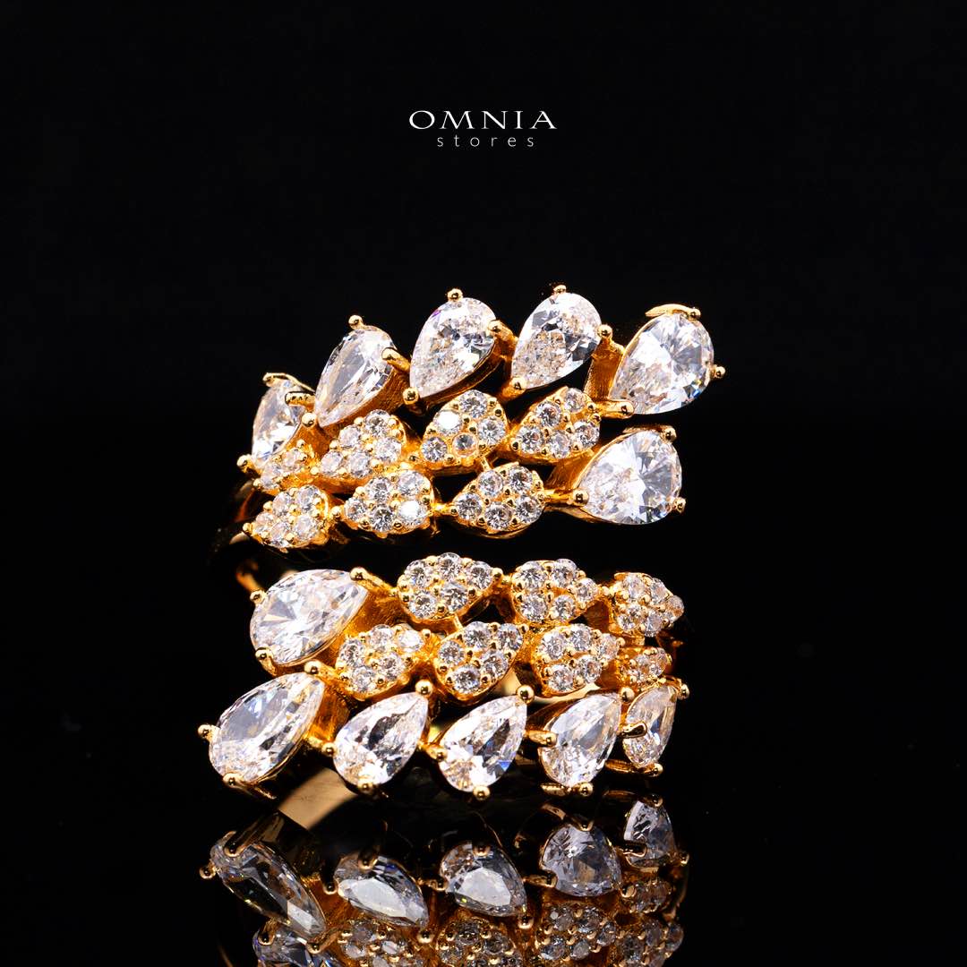 Omnia Amrah Luxury Bridal White and Gold Full Set in High Quality Zircon Stone Rhodium Plated - Image 4