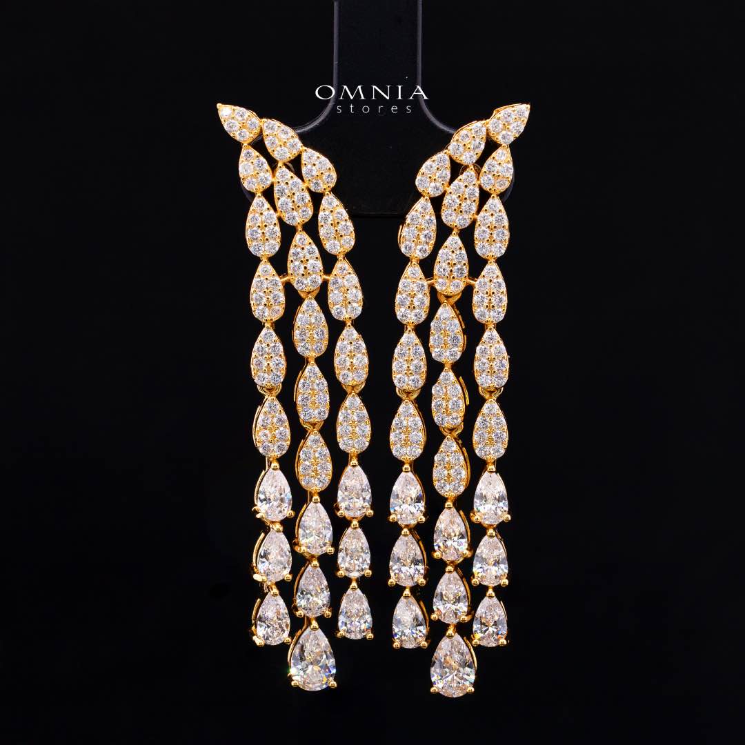 Omnia Amrah Luxury Bridal White and Gold Full Set in High Quality Zircon Stone Rhodium Plated - Image 5