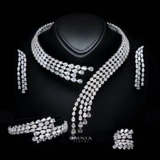 Omnia Amrah Luxury Bridal White Full Set in High Quality Zircon Stone Rhodium Plated
