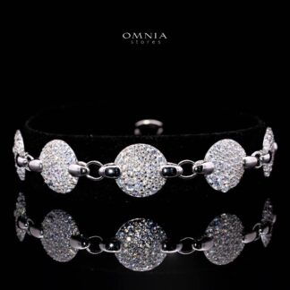 Omnia Reham White Silver Bracelet in 925 Silver High Quality Simulated Diamonds
