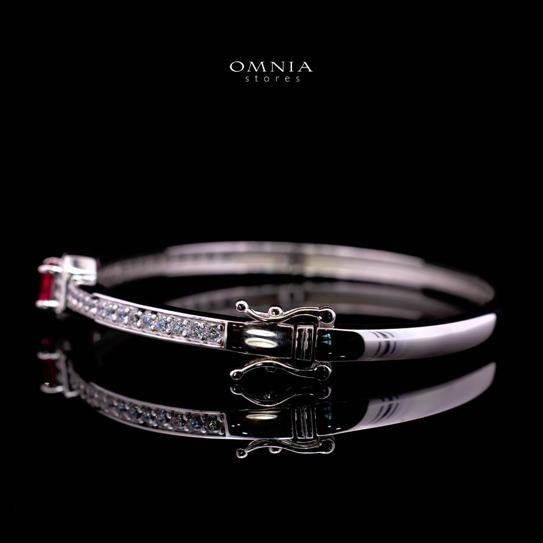 Omnia Ayrah Red Bangle in 925 Silver High Quality Simulated Diamonds - Image 2