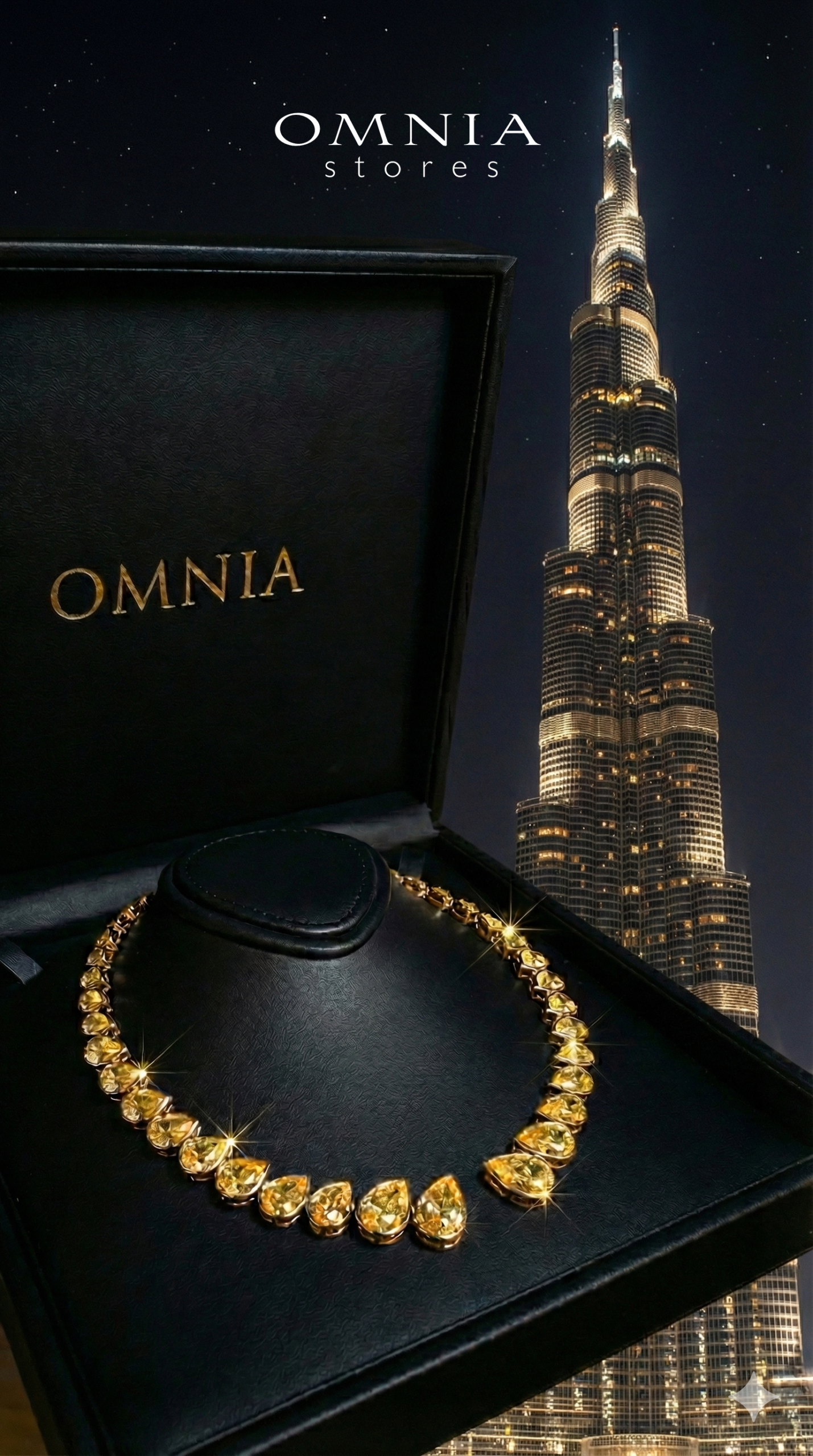 Omnia Nailah Gold Yellow Necklace In 925 Silver With High Quality Lab Crafted Stones - Image 4