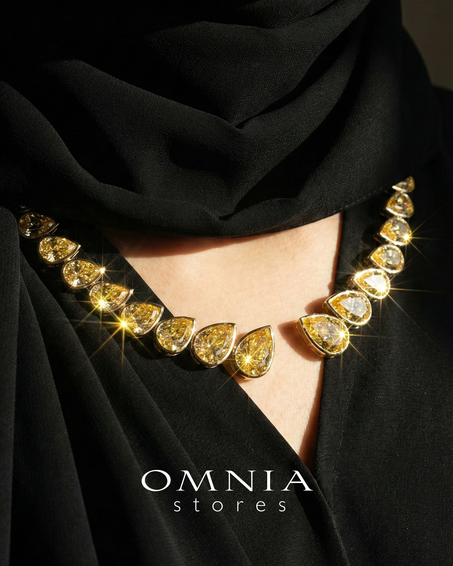 Omnia Nailah Gold Yellow Necklace In 925 Silver With High Quality Lab Crafted Stones - Image 3