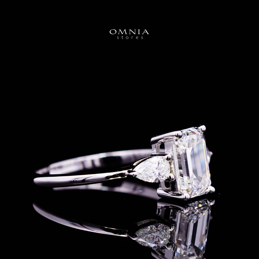 Aysha Lab Grown IGI Certified Emerald Cut D VS1 White Ring High Quality 925 Silver 1.60ct - Image 3