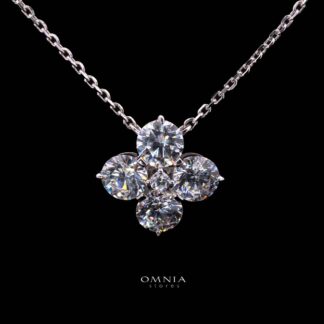 Omnia Azia White Pendant Necklace With High Quality Certified Lab Crafted Stones In 925 Silver
