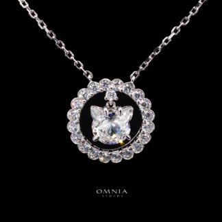 Omnia Raisa White Pendant Necklace With High Quality Certified Lab Crafted Stones In 925 Silver