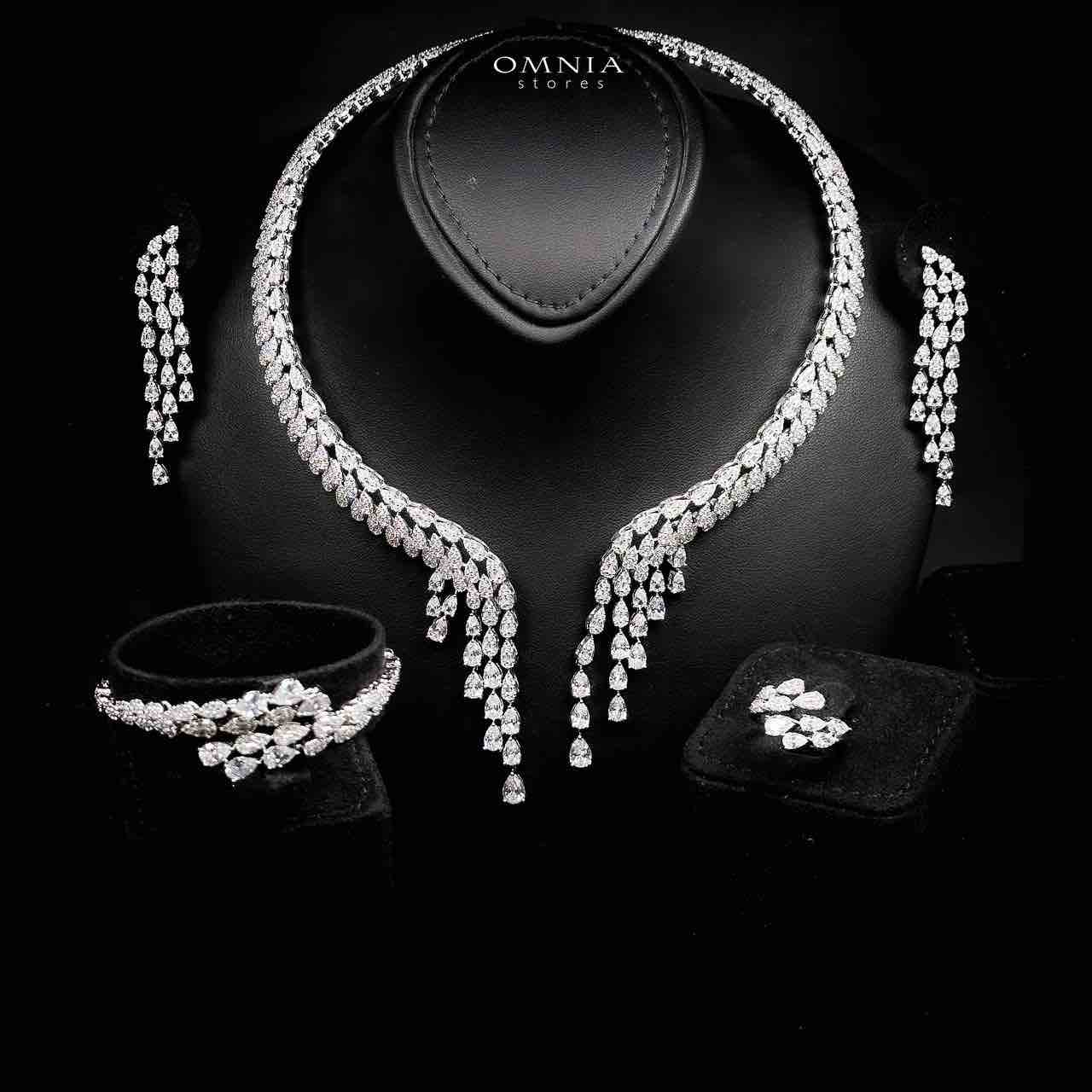 Omnia Senna Luxury Bridal White Full Set in High Quality Zircon Stone Rhodium Plated - Image 4