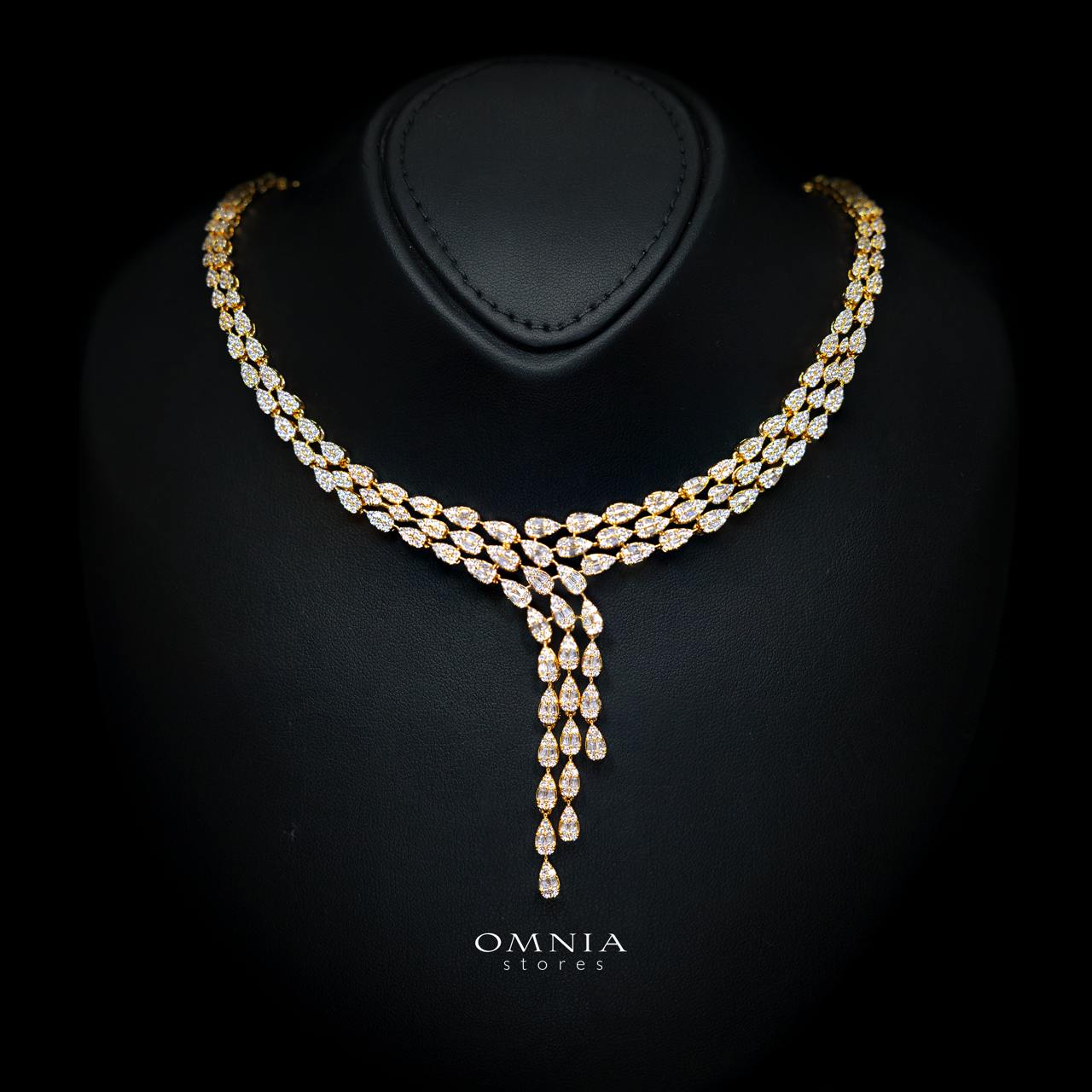 Omnia Nasiha Luxury Bridal Gold Full Set in High Quality Zircon Stone Rhodium Plated - Image 2