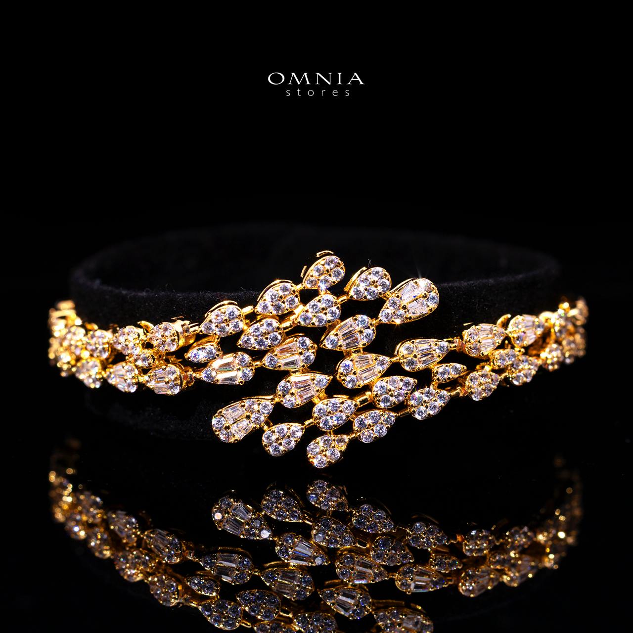 Omnia Nasiha Luxury Bridal Gold Full Set in High Quality Zircon Stone Rhodium Plated - Image 3