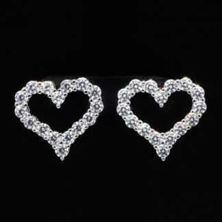 Omnia Afiya White Heart Earrings With High Quality Certified Lab Crafted Stones In 925 Silver
