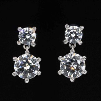 Omnia Asel White Round Earrings With High Quality Certified Lab Crafted Stones In 925 Silver