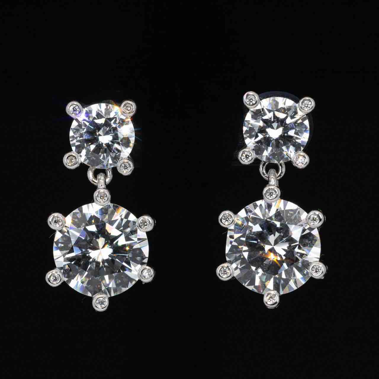 Omnia Asel White Round Earrings With High Quality Certified Lab Crafted Stones In 925 Silver