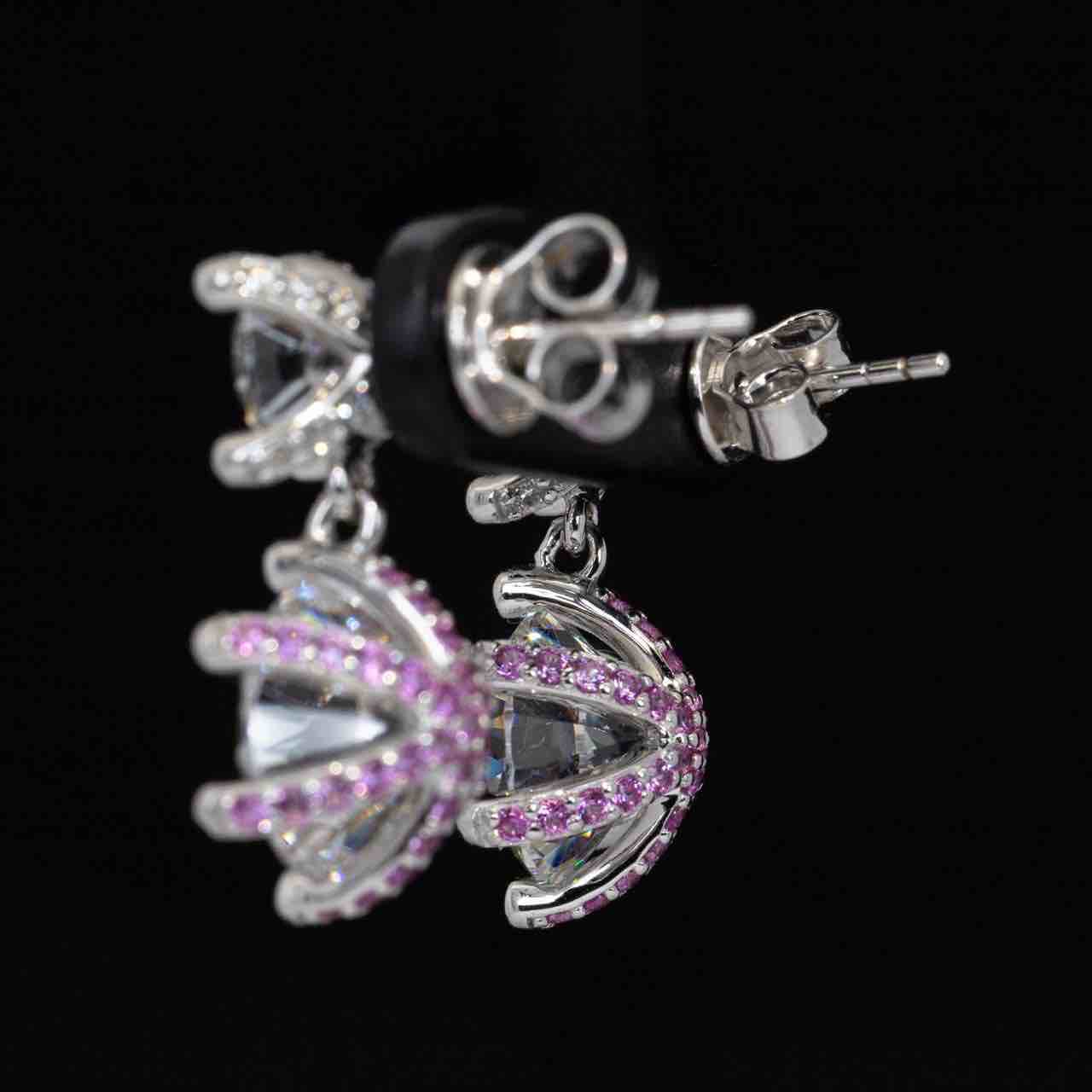 Omnia Asel White Round Earrings With High Quality Certified Lab Crafted Stones In 925 Silver - Image 5
