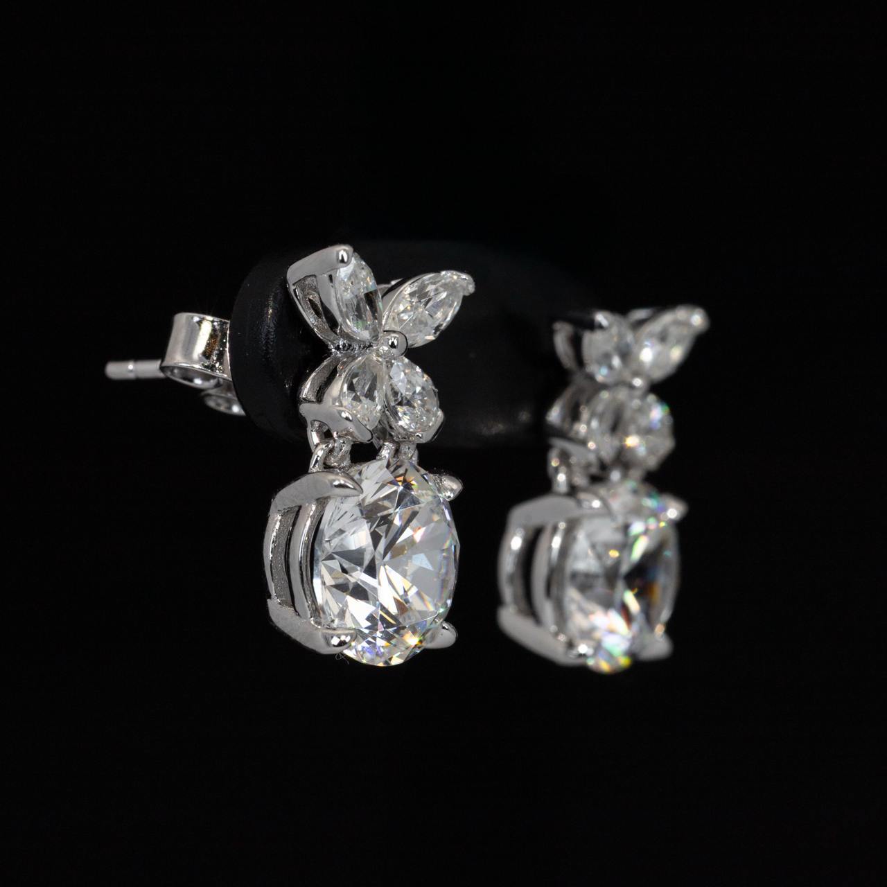 Omnia Sameera White Drop Earrings With High Quality Certified Lab Crafted Stones In 925 Silver - Image 2