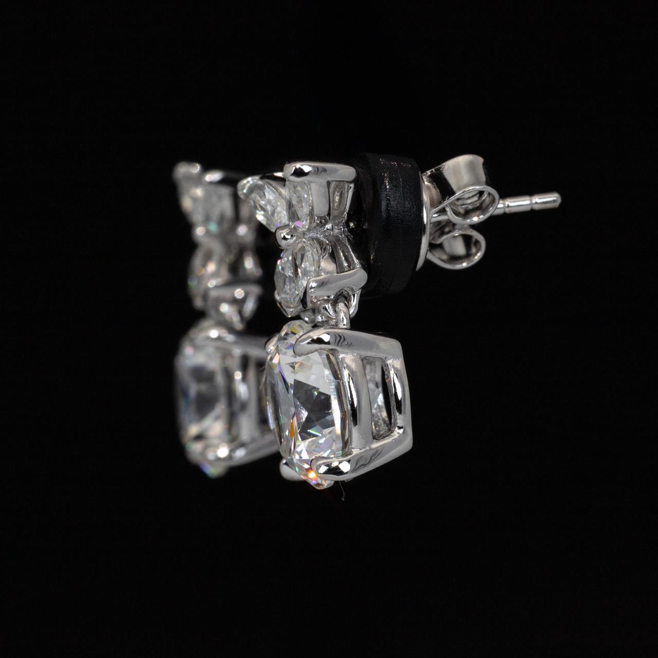 Omnia Sameera White Drop Earrings With High Quality Certified Lab Crafted Stones In 925 Silver - Image 3