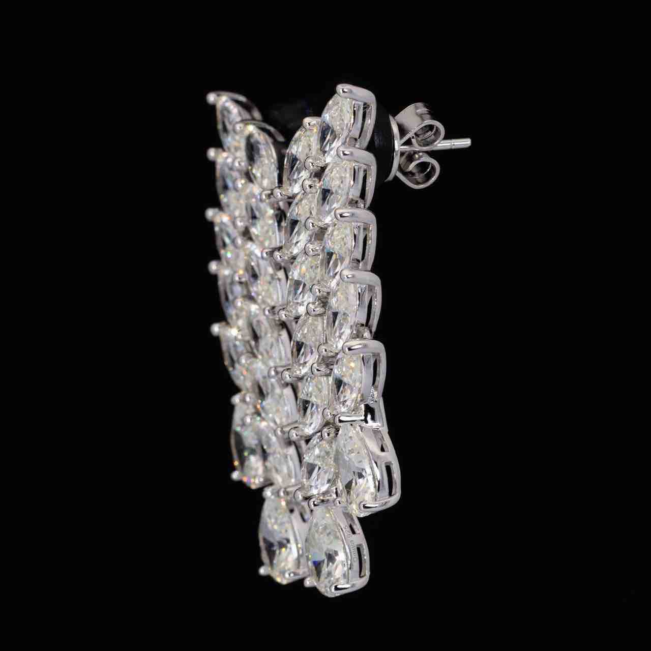 Omnia Maleeha White Drop Earrings With High Quality Simulated Diamonds In 925 Silver - Image 2