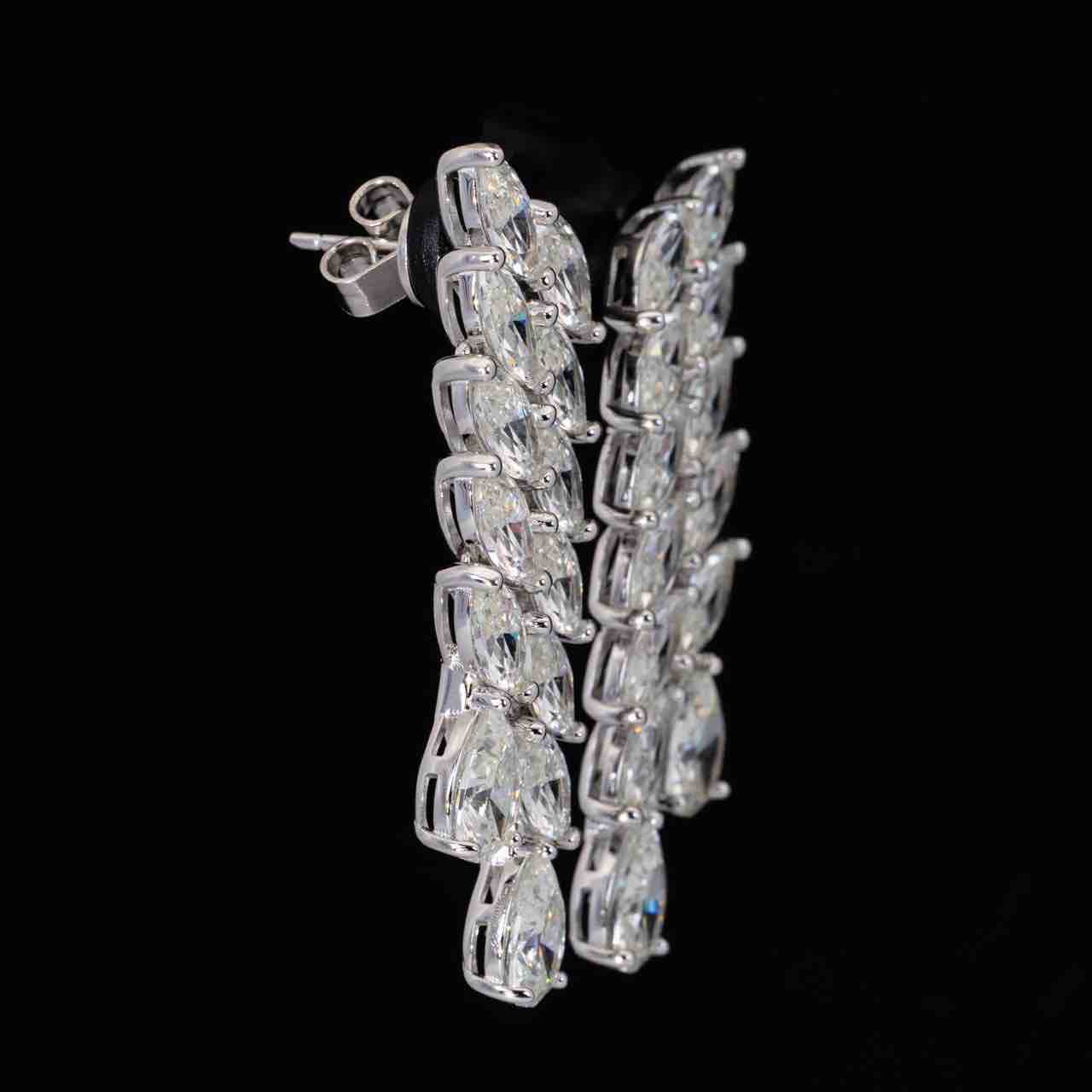 Omnia Maleeha White Drop Earrings With High Quality Simulated Diamonds In 925 Silver - Image 3