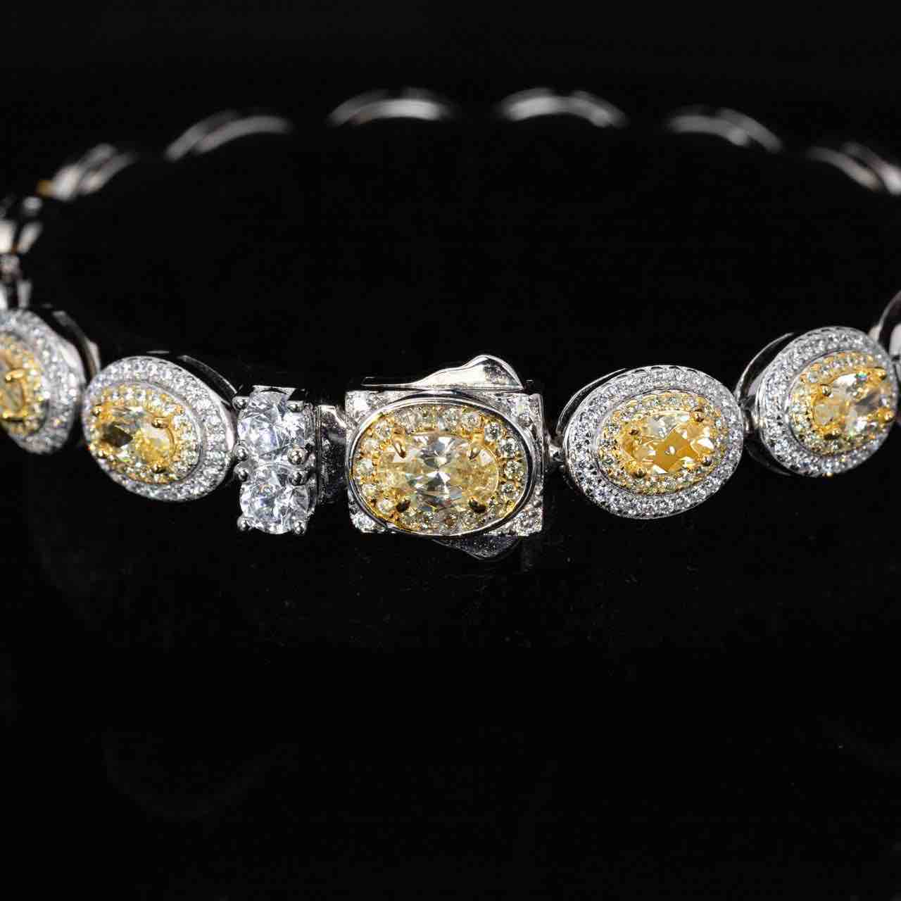 Omnia Tiesha White and Yellow Bracelet With High Quality Simulated Diamonds In 925 Silver - Image 2