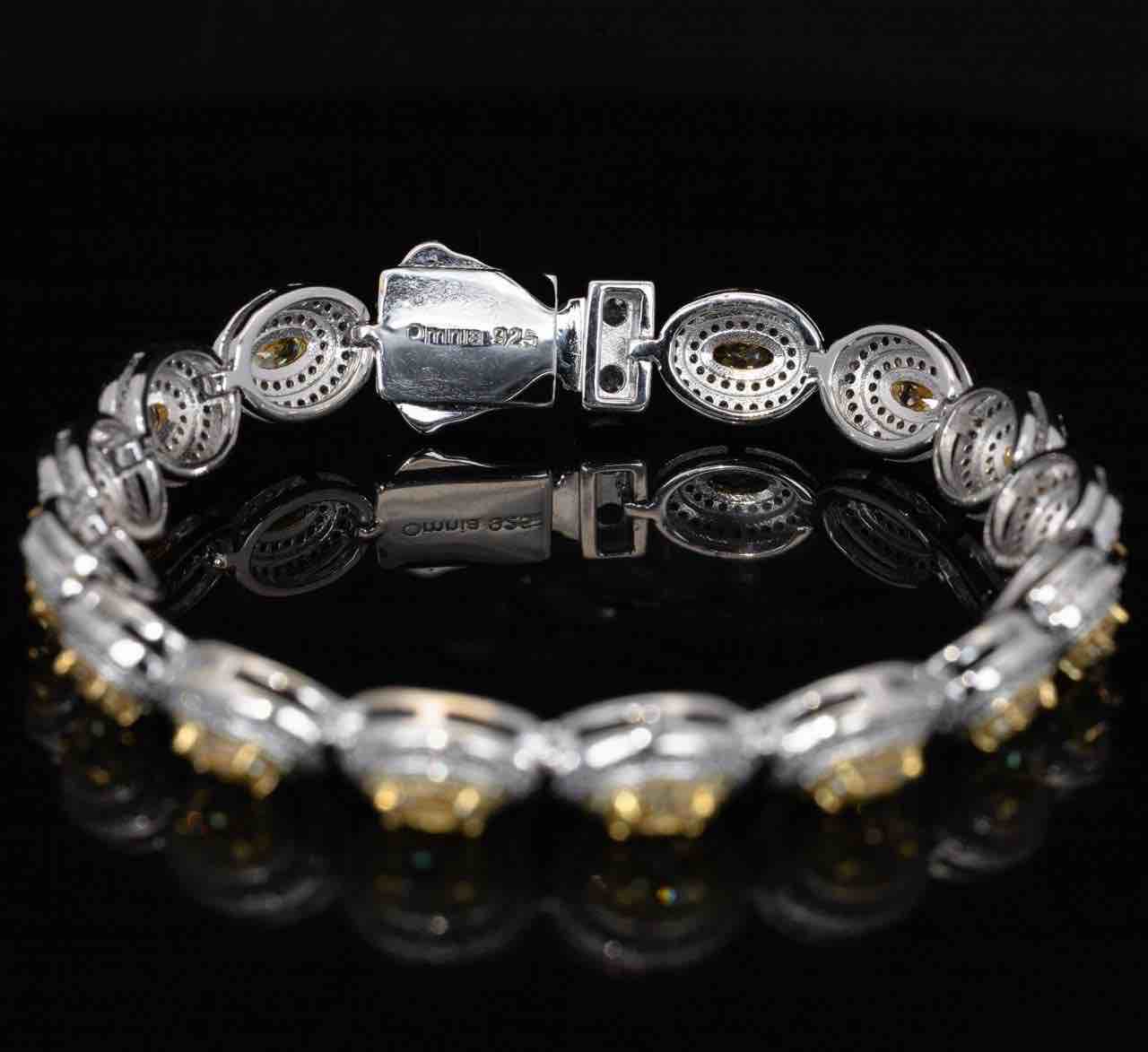 Omnia Tiesha White and Yellow Bracelet With High Quality Simulated Diamonds In 925 Silver - Image 3