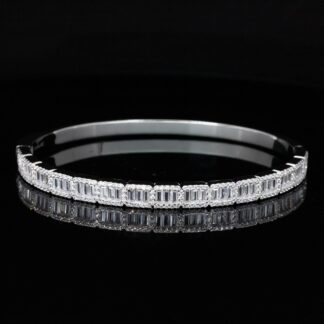 Omnia Nyela White Bangle With High Quality Simulated Diamonds In 925 Silver