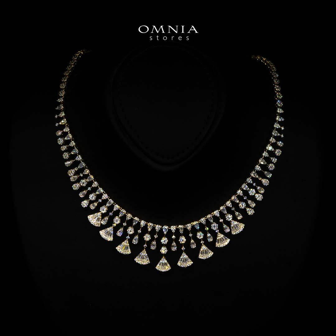 Omnia Camilla Gold Luxury Bridal Full Set in High Quality Rhodium Plated Zircon Stones - Image 2
