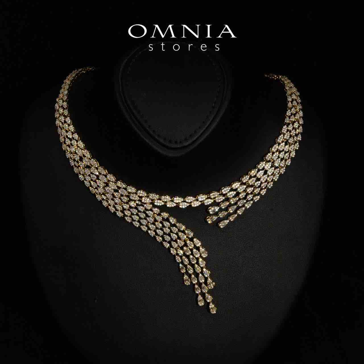 Omnia Beretta Luxury Gold Bridal Full Set in High Quality Zircon Stone Rhodium Plated - Image 2