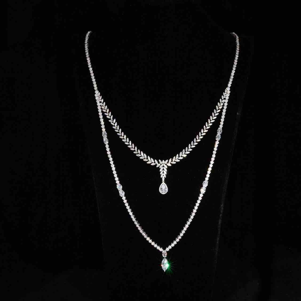 Omnia Miley White Luxury Bridal Long Chain Full Set in High Quality Zircon Stone Rhodium Plated - Image 2