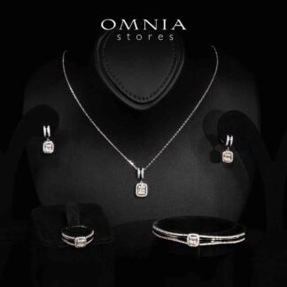 Omnia Mazie White Pearl Full Set in High Quality Rhodium Plated Zircon Stones(only in ksa)