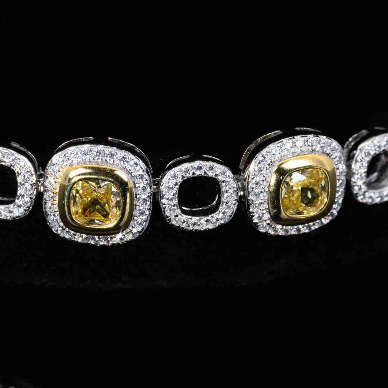 Omnia Faila White and Yellow Bracelet With High Quality Simulated Diamonds In 925 Silver - Image 2
