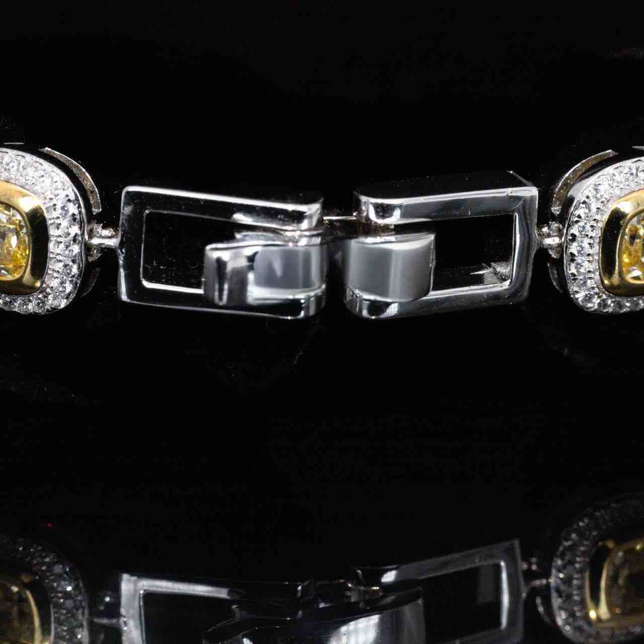 Omnia Faila White and Yellow Bracelet With High Quality Simulated Diamonds In 925 Silver - Image 4