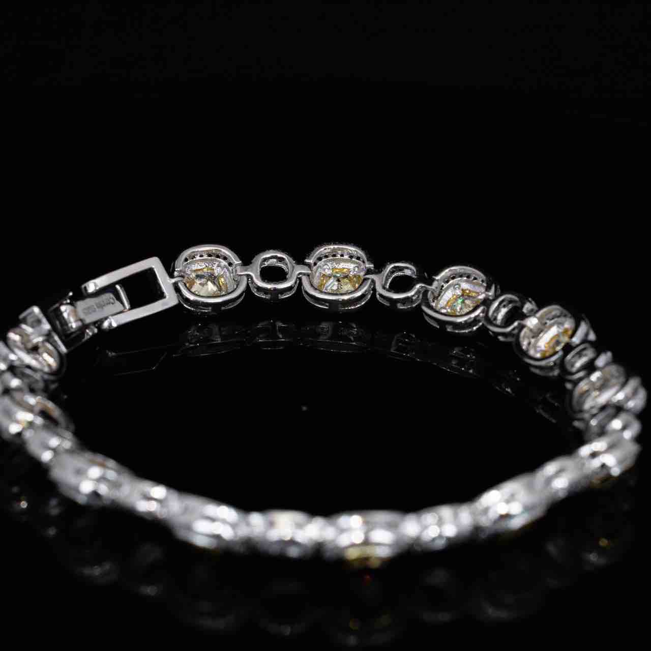 Omnia Faila White and Yellow Bracelet With High Quality Simulated Diamonds In 925 Silver - Image 3